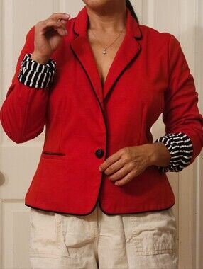 Umi Red Blazer Jacket with Black Trim